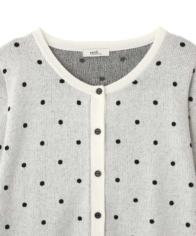 earth music&ecology ドットジャガードカーディガン Ivory