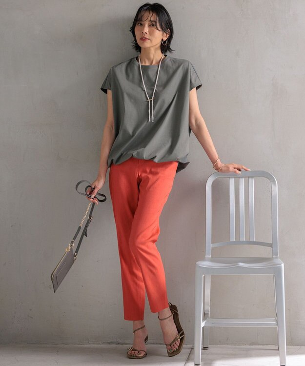 23区 L 【洗える】ALBINIコーコラン バルーン Tシャツ カーキ系