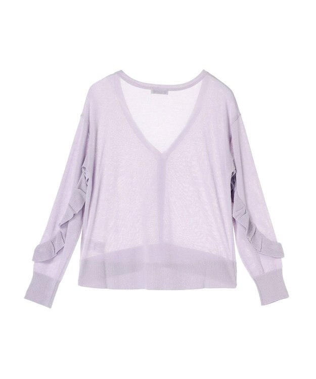 earth music&ecology 袖フリルシアーカーディガン Purple