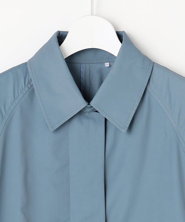 自由区 【春の必需品・オンオフ使える】コットンナイロンバルカラー コート ブルー