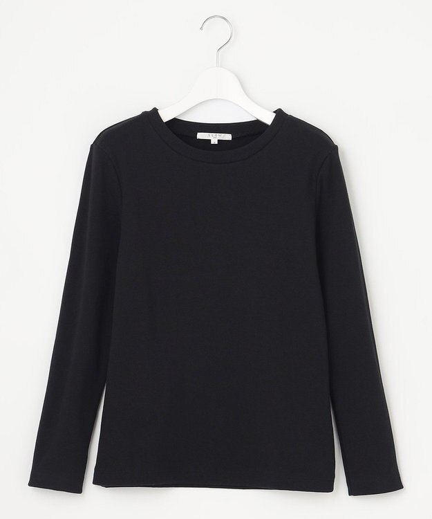 23区 L 【SLOW/洗える】ミドルフライスジャージー ロングTシャツ ブラック系