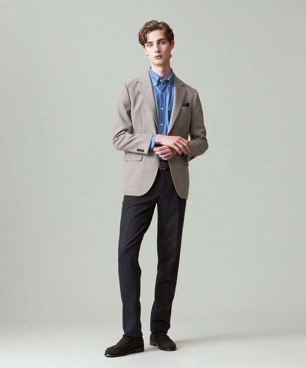 J.PRESS MEN 【ウォッシャブル可】アクティブウールジャージ スラックス グレー系