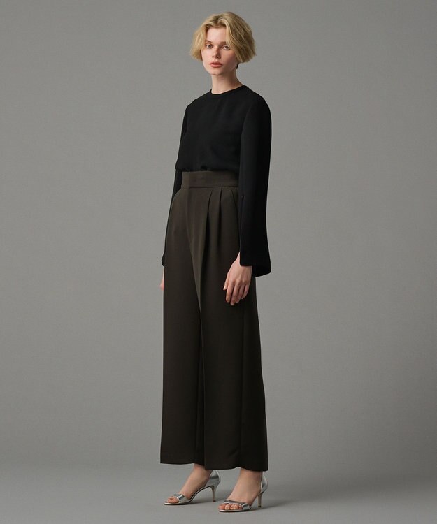 uncrave 【防シワ・洗濯機洗い可】ウォッシャブルダブルクロス スリットスリーブ ブラウス（uncrave STANDARD） ブラック