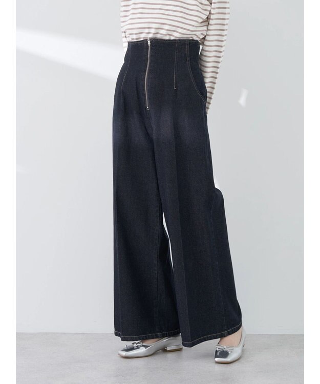 earth music&ecology フロントジップデニムパンツ One Wash