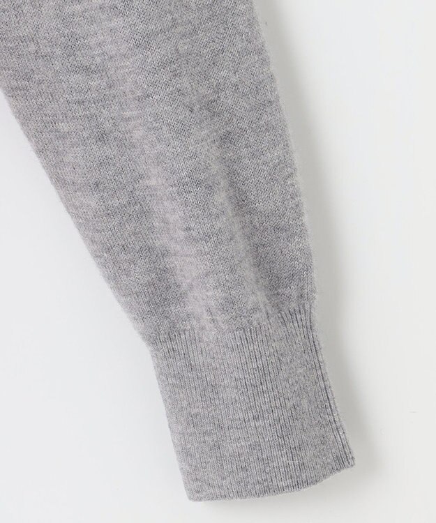 自由区 S 【洗える】セミウーステッドウールボートネック ニット ライトグレー×ピンク