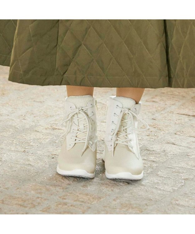ing <ing>【レイン・スノー対応】レースアップスニーカーブーツ アイボリー
