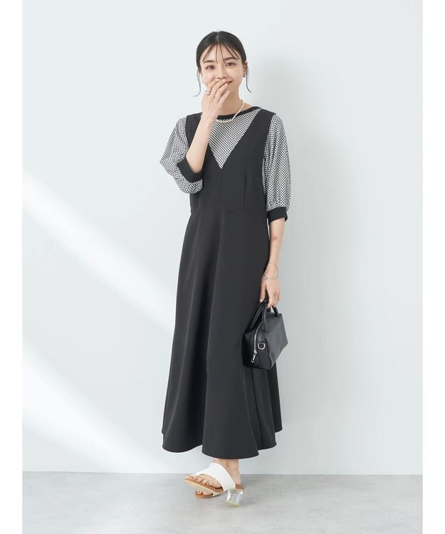 earth music&ecology ギンガムパフＴＥＥ Black