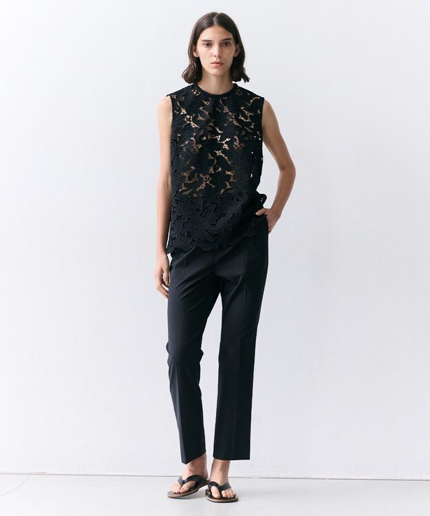 BEIGE， CITRINE / エンブロイダリーレースノースリーブブブラウス Black