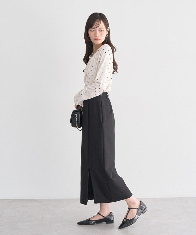 earth music&ecology ジップスリットＩラインスカート Black