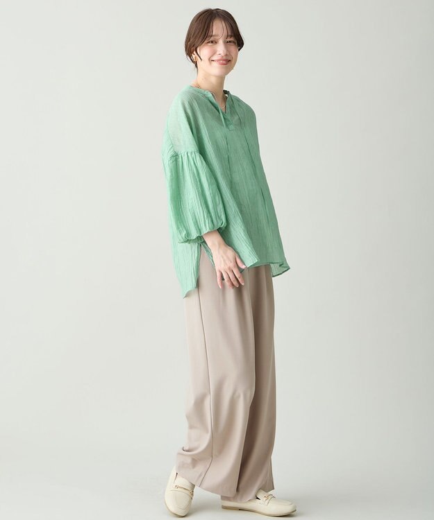 ANY イージーケアライトストレッチワイドパンツ ライトモカ