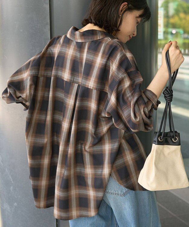 AMERICAN HOLIC イージーケアチェックシャツ【360°着こなしシャツ】 Black