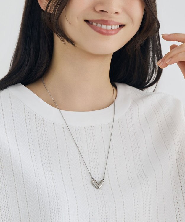 自由区 【SHIHOさん着用・長さ調節可・ステンレス】ハートモチーフ ネックレス シルバー