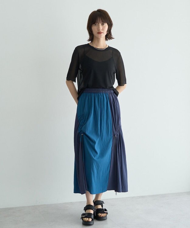 YECCA VECCA ドロストデザインロングスカート Blue