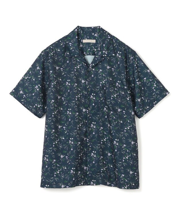 UNFILO MENS ボタニカルプリント オープンカラーシャツ【ギフトにもおすすめ】 ネイビープリント