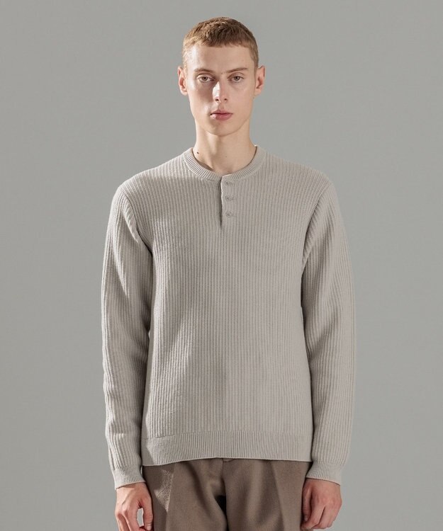 JOSEPH HOMME エアリーシープコットン / ヘンリーネックニット アイボリー系