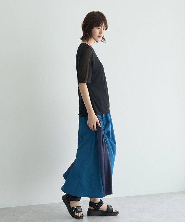 YECCA VECCA ドロストデザインロングスカート Blue