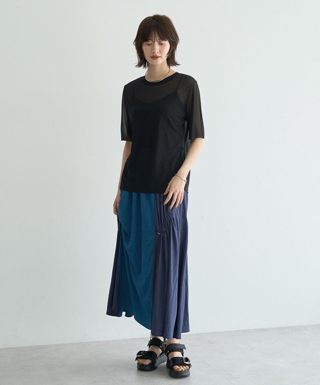 YECCA VECCA ドロストデザインロングスカート Blue