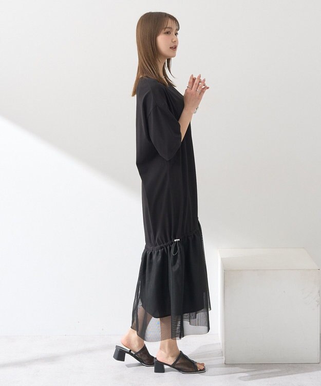 earth music&ecology メッシュドッキングワンピース Black