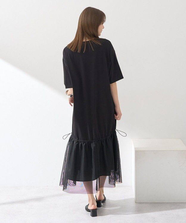 earth music&ecology メッシュドッキングワンピース Black