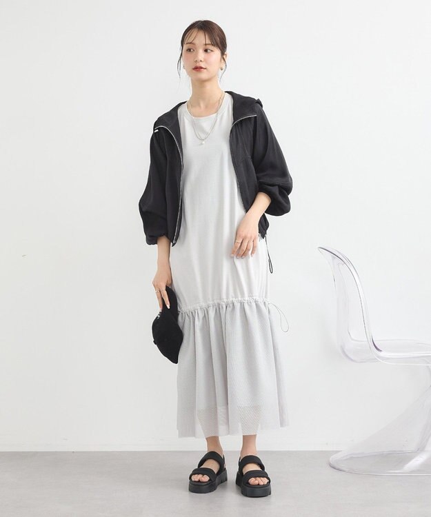 earth music&ecology メッシュドッキングワンピース Light Gray