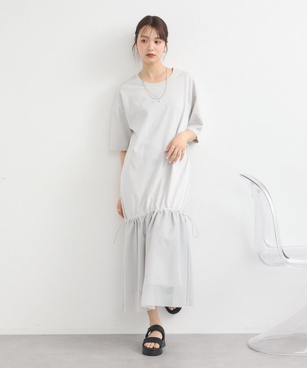 earth music&ecology メッシュドッキングワンピース Light Gray