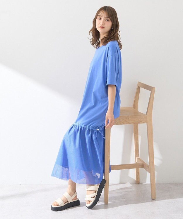 earth music&ecology メッシュドッキングワンピース Blue