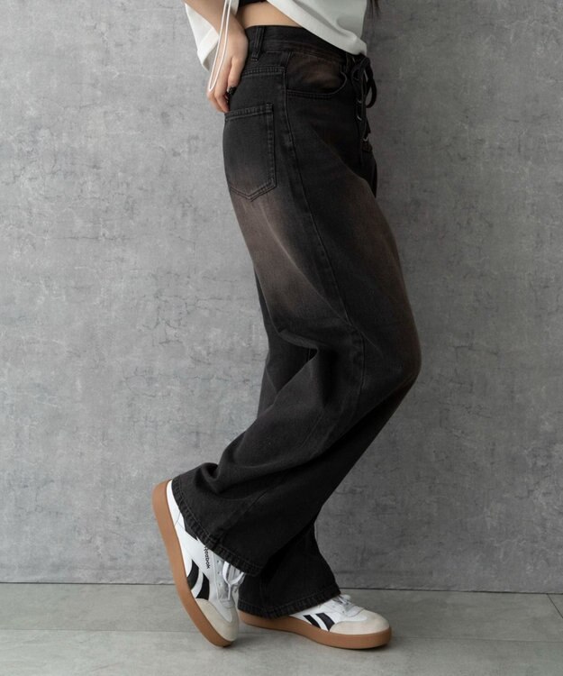 WEGO レースアップデニムパンツ ブラック