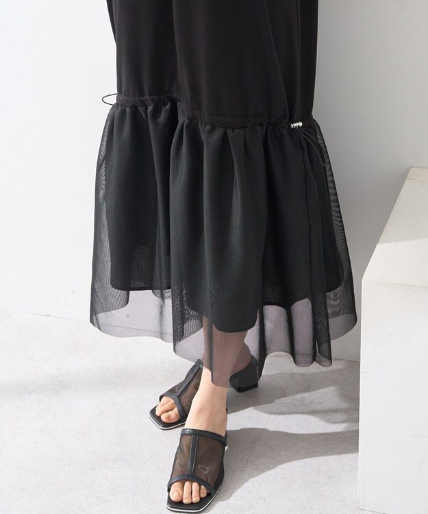 earth music&ecology メッシュドッキングワンピース Black