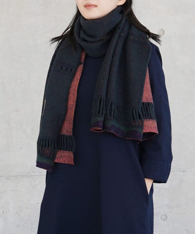 nitorito 【UNISEX】iroiro 無地 3WAY ストール green×pink