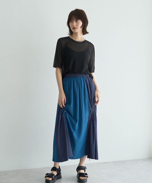 YECCA VECCA ドロストデザインロングスカート Blue