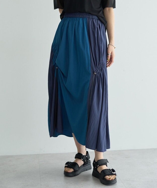 YECCA VECCA ドロストデザインロングスカート Blue