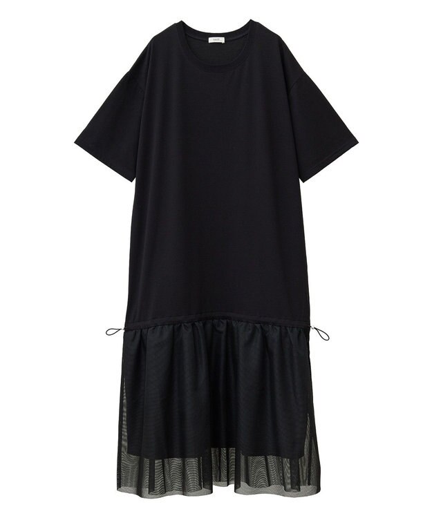 earth music&ecology メッシュドッキングワンピース Black