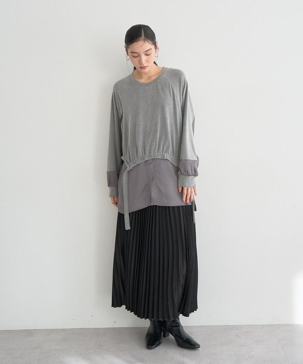 YECCA VECCA 素材MIXレイヤード起毛プルオーバー Gray