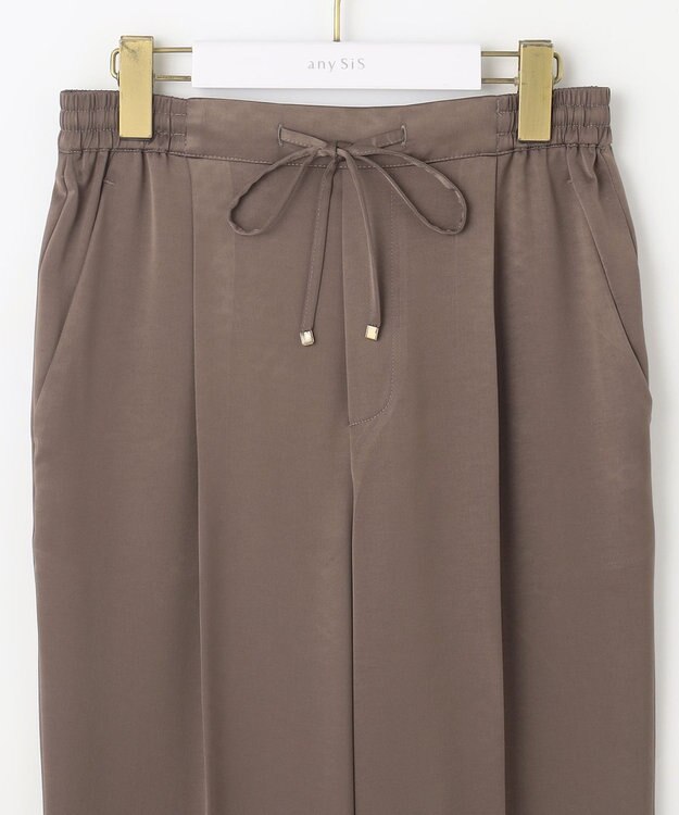 ANY SIS 【洗える】サテンドロストイージー パンツ ブラウン