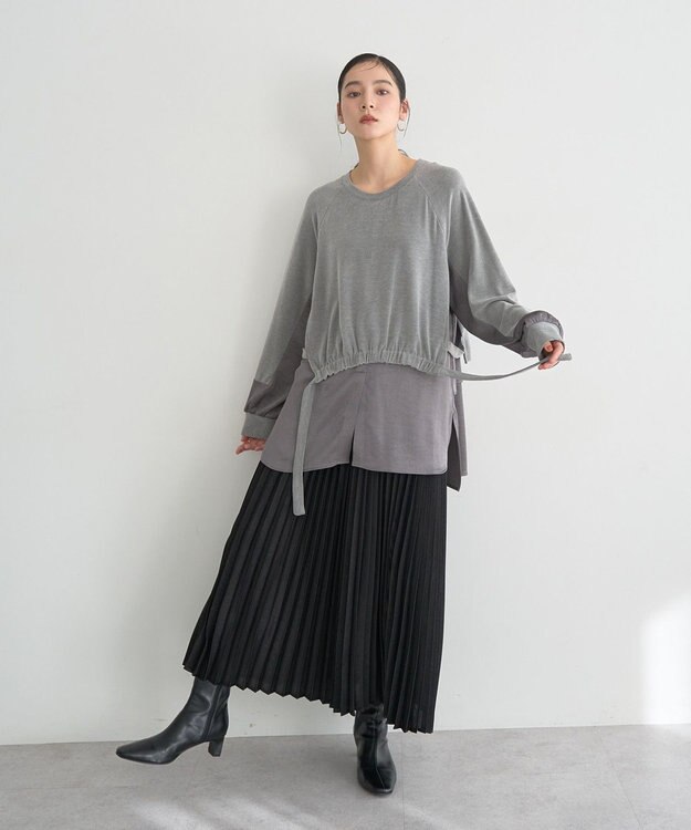 YECCA VECCA 素材MIXレイヤード起毛プルオーバー Gray