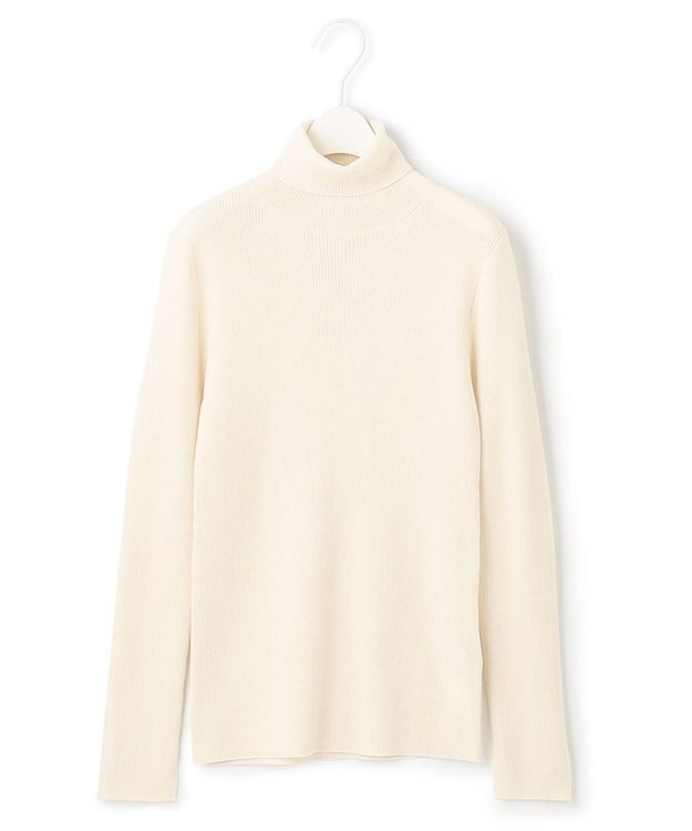 ICB 【洗える】エクストラファインメリノリブ タートルネックニット オフホワイト系