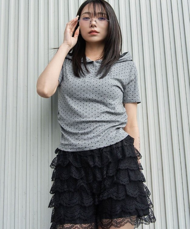 WEGO ヘンリーネックフードT 柄2