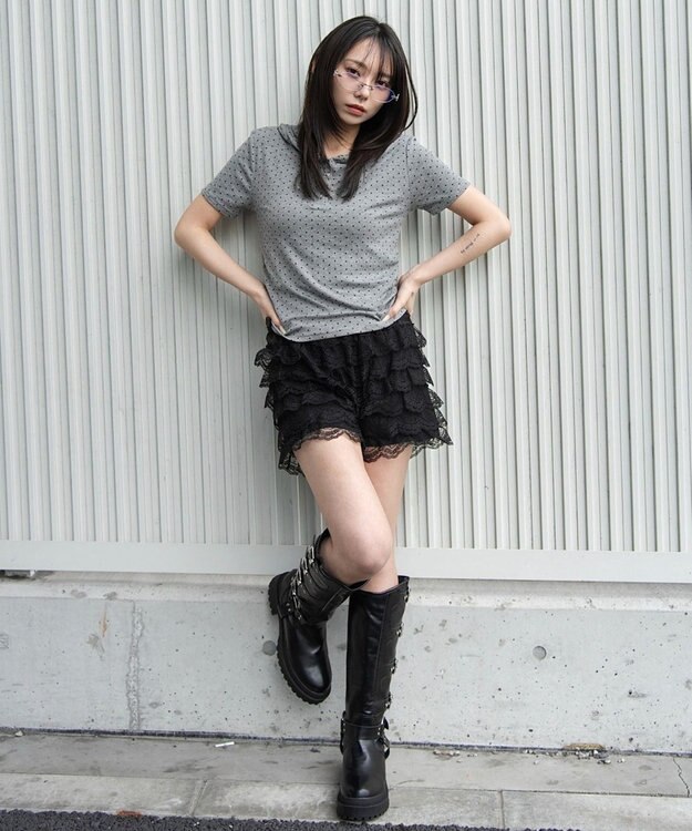 WEGO ヘンリーネックフードT 柄2