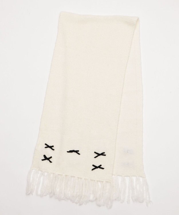 WEGO ベロアリボンニットストール ホワイト