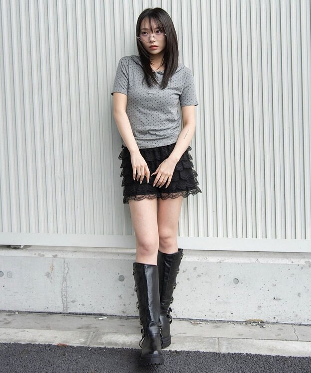 WEGO ヘンリーネックフードT 柄2