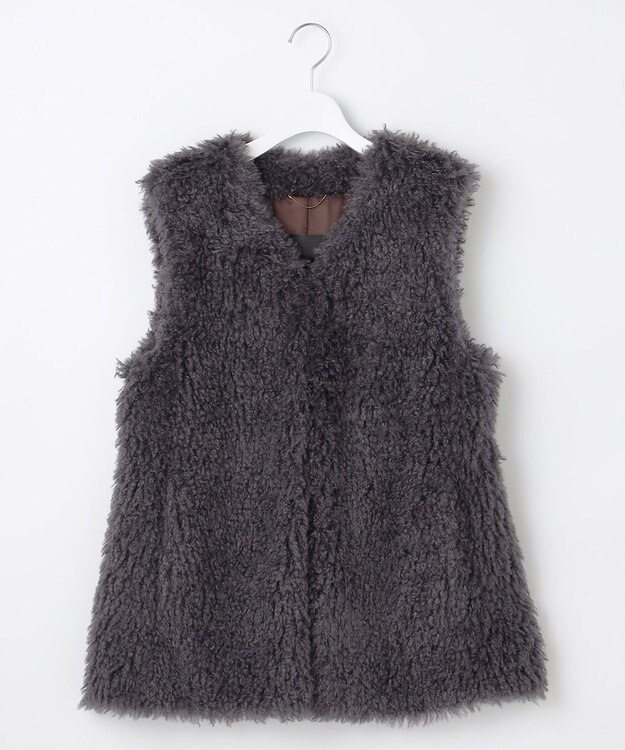 自由区 S 【カタログ掲載・Premium Collection】エコカシミヤファー ジレ ダークモカ