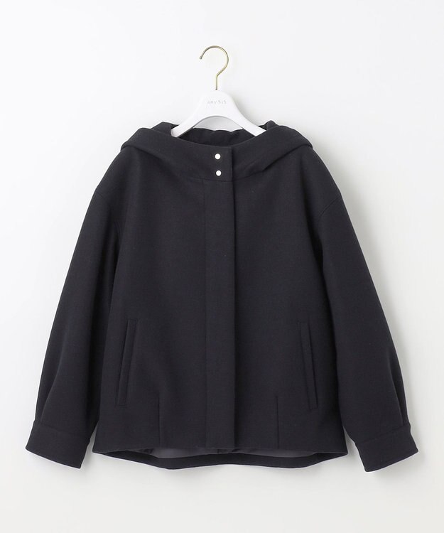 ANY SIS ウールライクショート アウター ネイビー