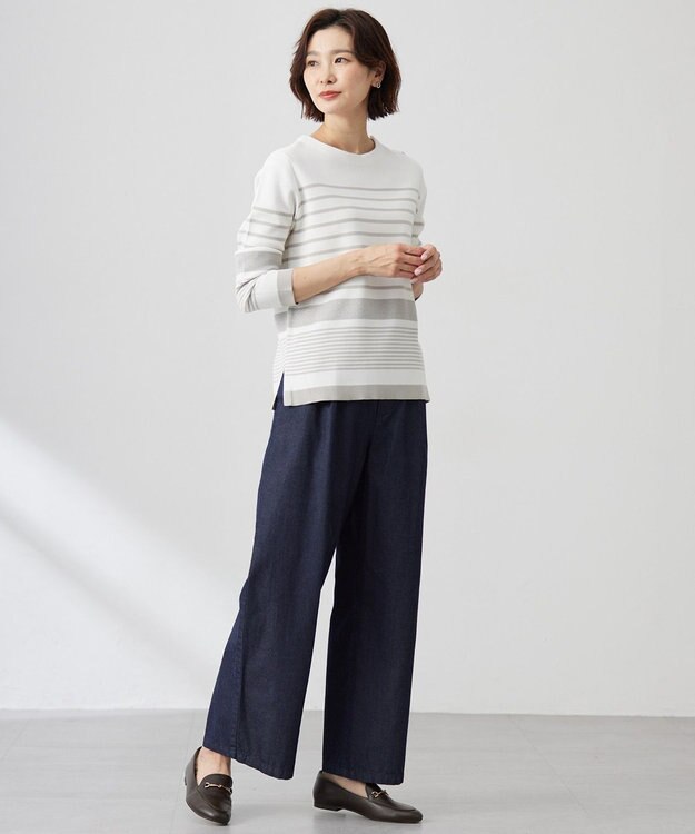 J.PRESS LADIES 【洗える】5ozバージラコンパクト デニム イージーパンツ インディゴ系