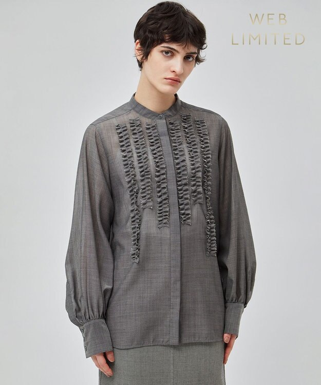 BEIGE， 【洗える・WEB限定】MOYE / フリルブラウス C.Gray