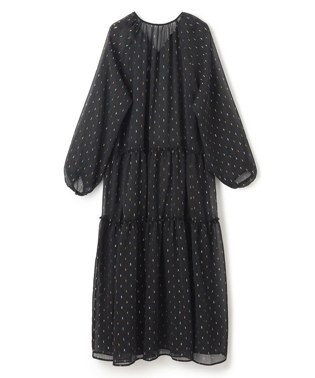 UNFILO ラメリンクルシフォン ワンピース ブラック