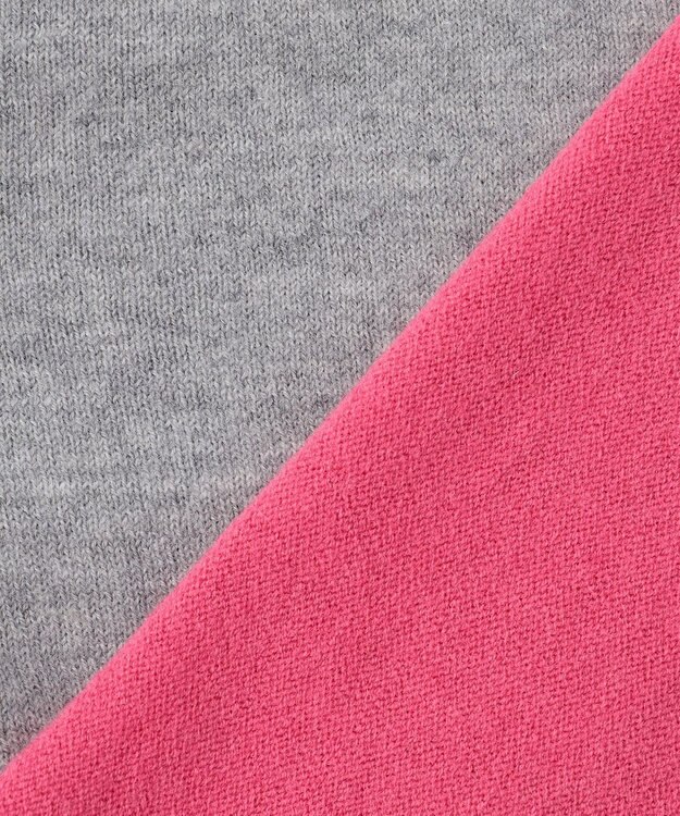 自由区 S 【洗える】セミウーステッドウールボートネック ニット ライトグレー×ピンク