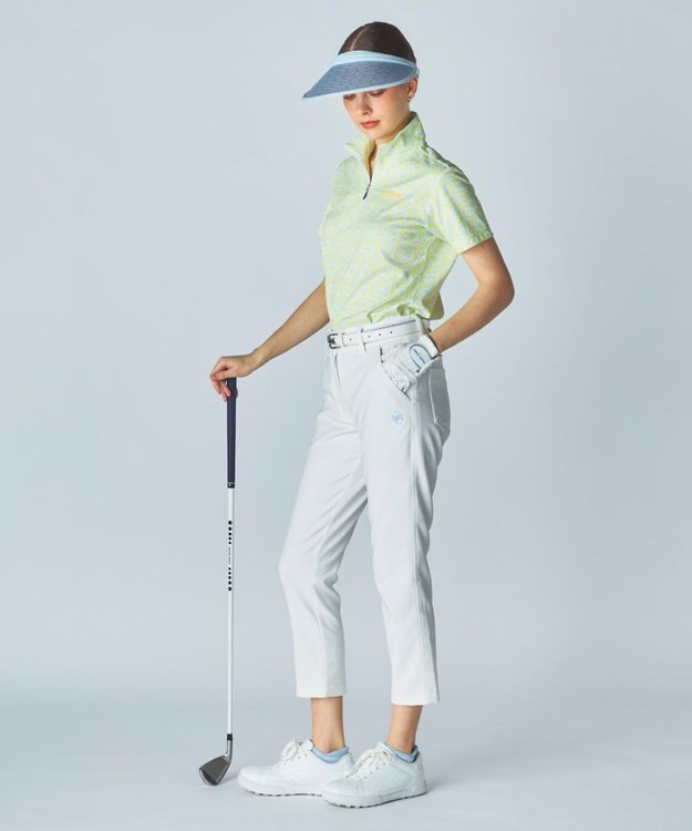 FILA GOLF／marie claire 【Marie claire sports】小花柄ハーフジップ半袖シャツ イエロー