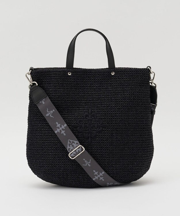 russet スリム2WAYトートバッグ <ナイロンラフィア>(CE-1717-WEB) Black