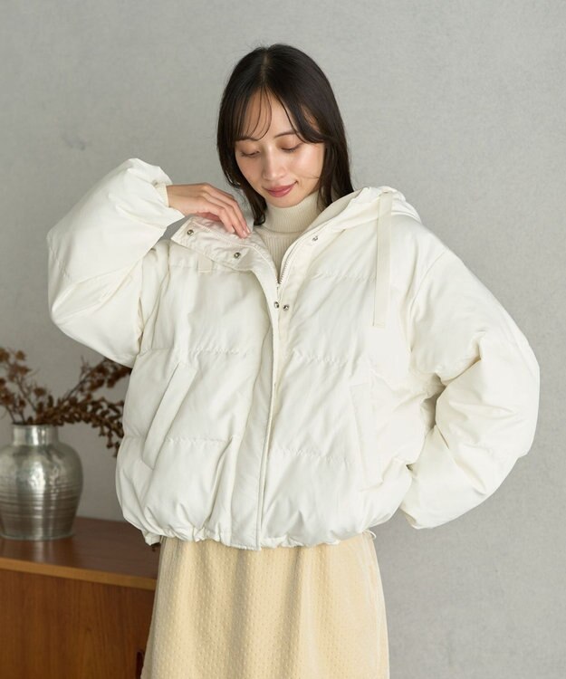 earth music&ecology フーディーパファーブルゾン アイボリー