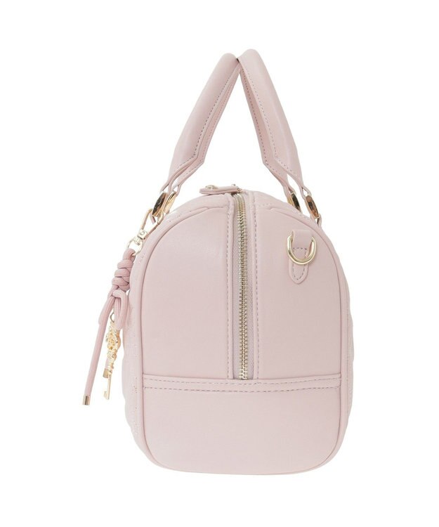 Maison de FLEUR チャーム付きリボンキルティングボストンバッグ Pink